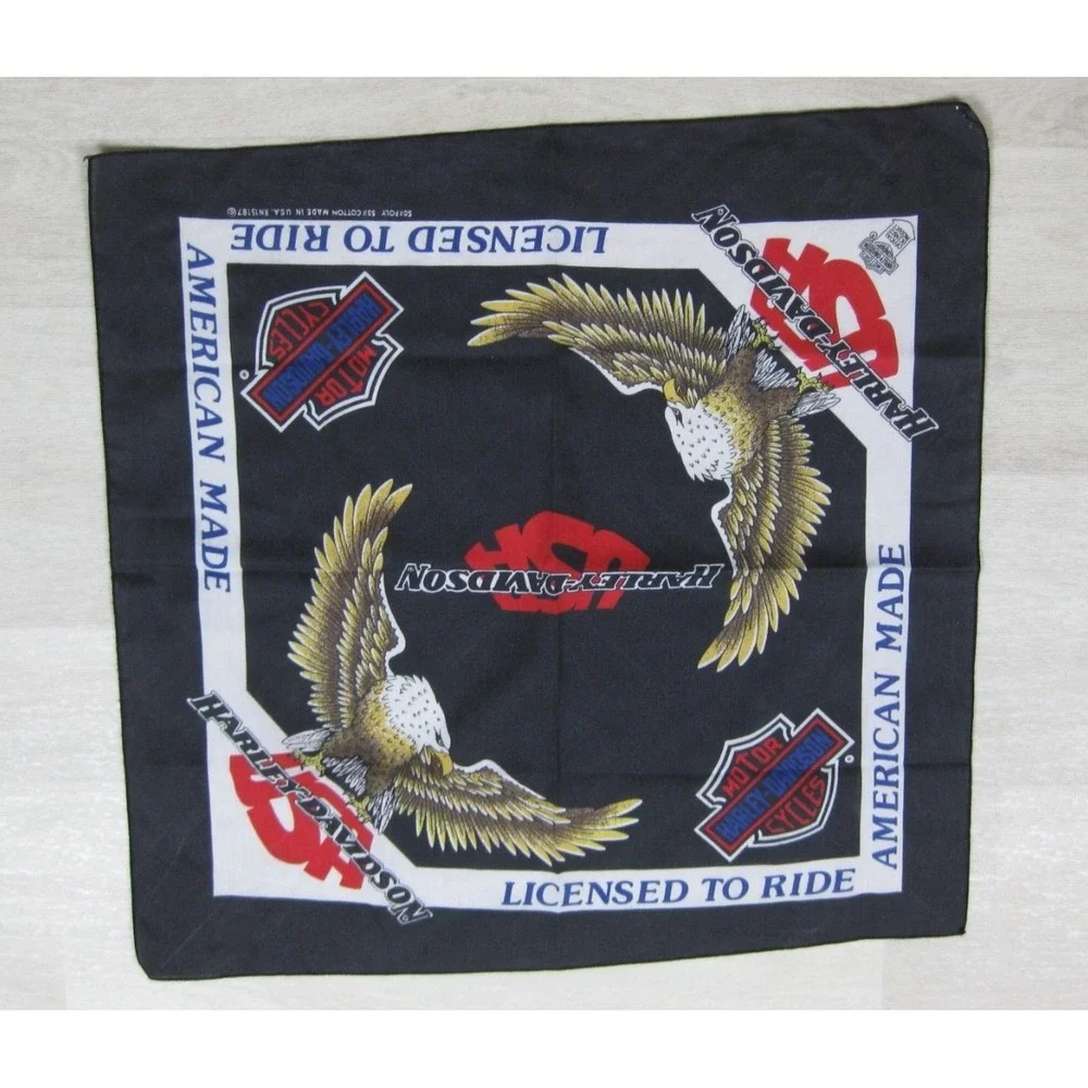 Vintage Harley-Davidson Bandana American Made License to Ride USA Motorcycles